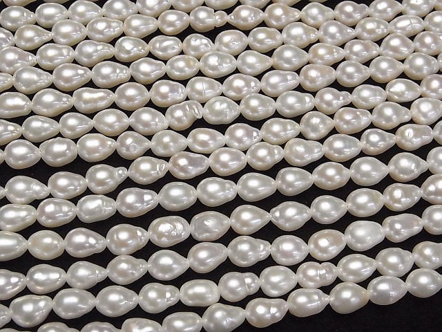 [Video] Fresh Water Pearl AA++ Natural Drop 8x6x6mm White 1strand beads (aprx.15inch/37cm)