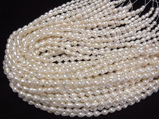 [Video] Fresh Water Pearl AA++ Natural Drop 8x6x6mm White 1strand beads (aprx.15inch/37cm)