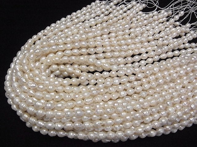 [Video] Fresh Water Pearl AA Wrinkle Natural Drop 7x6x6mm White 1strand beads (aprx.15inch/36cm)