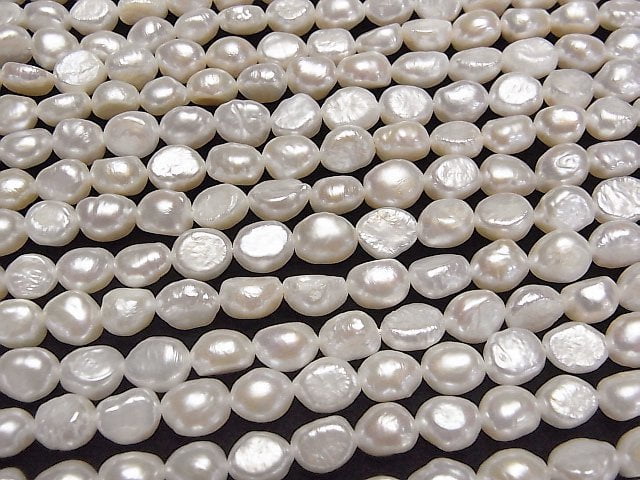 [Video] Fresh Water Pearl AA Baroque 8-9mm White 1strand beads (aprx.13inch/33cm)