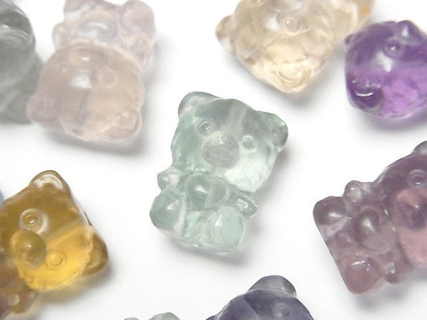 [Video] Multicolor Fluorite AAA- Bear motif 17.5x13.5x12.5mm [Drilled Hole] 3pcs