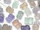 [Video] Multicolor Fluorite AAA- Bear motif 17.5x13.5x12.5mm [Drilled Hole] 5pcs