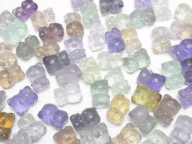 [Video] Multicolor Fluorite AAA- Bear motif 17.5x13.5x12.5mm [Drilled Hole] 3pcs