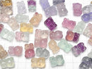 [Video] Multicolor Fluorite AAA- Bear motif 17.5x13.5x12.5mm [Drilled Hole] 5pcs