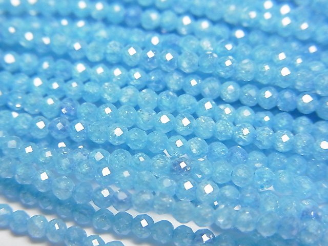 [Video]High Quality! Cubic Zirconia AAA Faceted Round 2mm [Blue] 1strand beads (aprx.15inch/36cm)