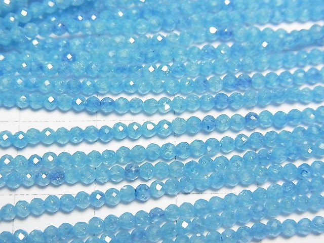 [Video]High Quality! Cubic Zirconia AAA Faceted Round 2mm [Blue] 1strand beads (aprx.15inch/36cm)