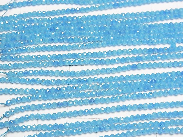 [Video]High Quality! Cubic Zirconia AAA Faceted Round 2mm [Blue] 1strand beads (aprx.15inch/36cm)