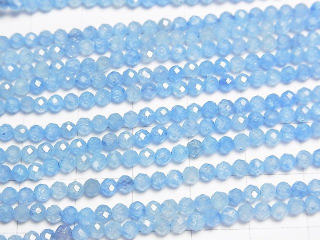 [Video]High Quality! Cubic Zirconia AAA Faceted Round 3mm [Light Blue] 1strand beads (aprx.15inch/36cm)