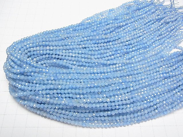 [Video]High Quality! Cubic Zirconia AAA Faceted Round 3mm [Light Blue] 1strand beads (aprx.15inch/36cm)