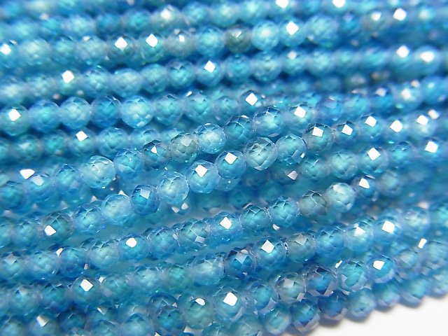 [Video]High Quality! Cubic Zirconia AAA Faceted Round 2mm [Indigo Blue] 1strand beads (aprx.15inch/36cm)