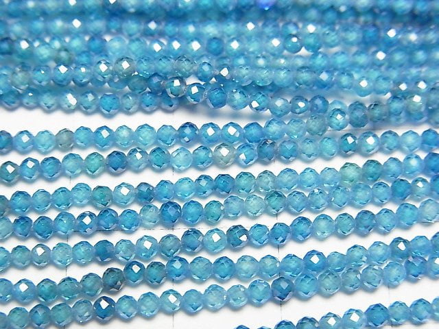 [Video]High Quality! Cubic Zirconia AAA Faceted Round 2mm [Indigo Blue] 1strand beads (aprx.15inch/36cm)