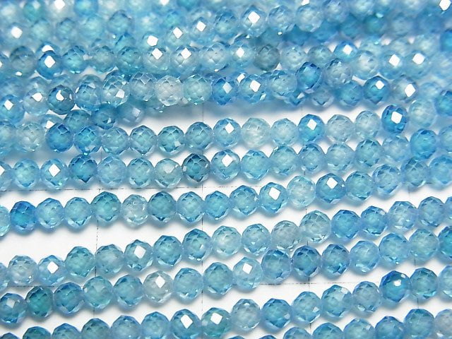 [Video]High Quality! Cubic Zirconia AAA Faceted Round 3mm [Indigo Blue] 1strand beads (aprx.15inch/36cm)