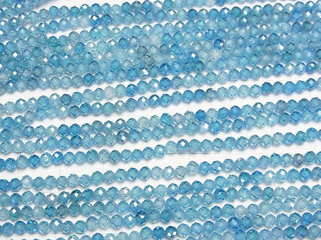 [Video]High Quality! Cubic Zirconia AAA Faceted Round 3mm [Indigo Blue] 1strand beads (aprx.15inch/36cm)