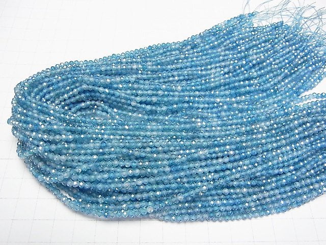 [Video]High Quality! Cubic Zirconia AAA Faceted Round 3mm [Indigo Blue] 1strand beads (aprx.15inch/36cm)