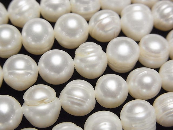 [Video] Fresh Water Pearl AA Wrinkle Potato 8-10mm White 1strand beads (aprx.13inch/33cm)