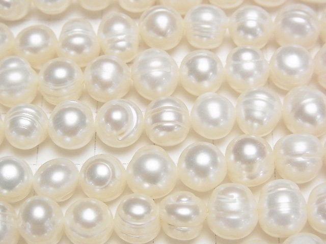 [Video] Fresh Water Pearl AA Wrinkle Potato 8-10mm White 1strand beads (aprx.13inch/33cm)