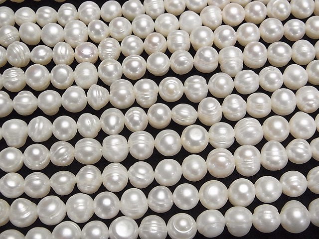 [Video] Fresh Water Pearl AA Wrinkle Potato 8-10mm White 1strand beads (aprx.13inch/33cm)