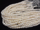 [Video] Fresh Water Pearl AA++ Potato-Rondelle 8-10mm White 1strand beads (aprx.15inch/38cm)