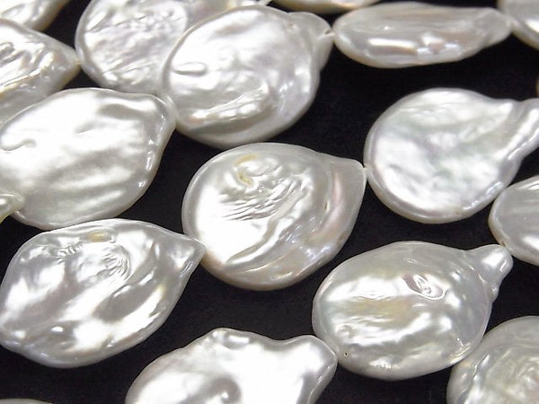 [Video] Fresh Water Pearl AA Oval-Pear shape 20x15mm White 1strand beads (aprx.15inch/36cm)