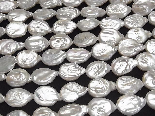 [Video] Fresh Water Pearl AA Oval -Pear shape 18-21mm White 1strand beads (aprx.15inch/36cm)