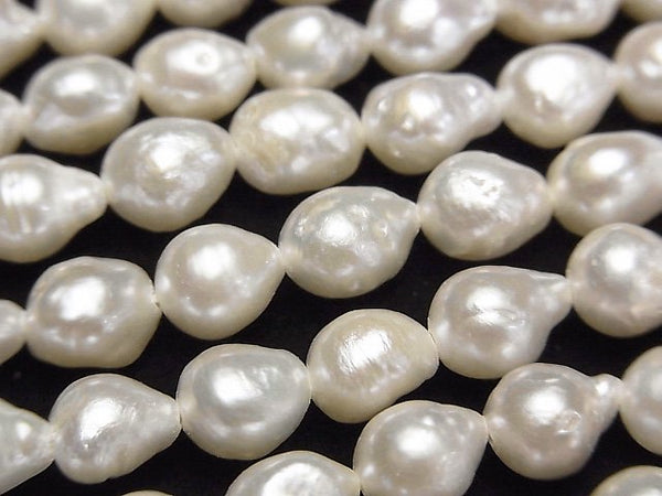 [Video] Fresh Water Pearl AA Natural Drop 7x6x6mm White 1strand beads (aprx.14inch/35cm)