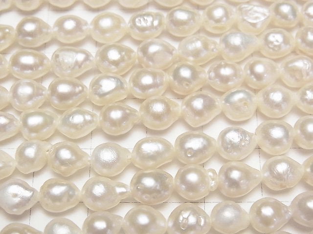 [Video] Fresh Water Pearl AA Natural Drop 7x6x6mm White 1strand beads (aprx.14inch/35cm)