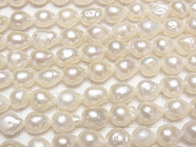 [Video] Fresh Water Pearl AA Natural Drop 7x6x6mm White 1strand beads (aprx.14inch/35cm)