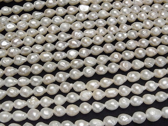 [Video] Fresh Water Pearl AA Natural Drop 7x6x6mm White 1strand beads (aprx.14inch/35cm)