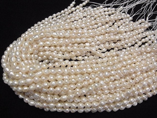 [Video] Fresh Water Pearl AA Natural Drop 7x6x6mm White 1strand beads (aprx.14inch/35cm)