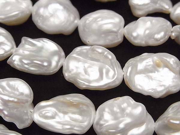 [Video] Fresh Water Pearl Keshi Pearl AA++ Baroque 12-17mm White 1strand beads (aprx.15inch/37cm)