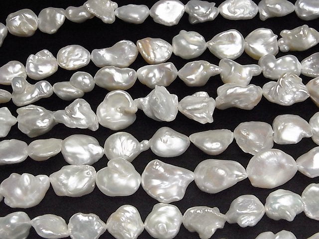 [Video] Fresh Water Pearl Keshi Pearl AA++ Baroque 14-21m White 1strand beads (aprx.15inch/38cm)