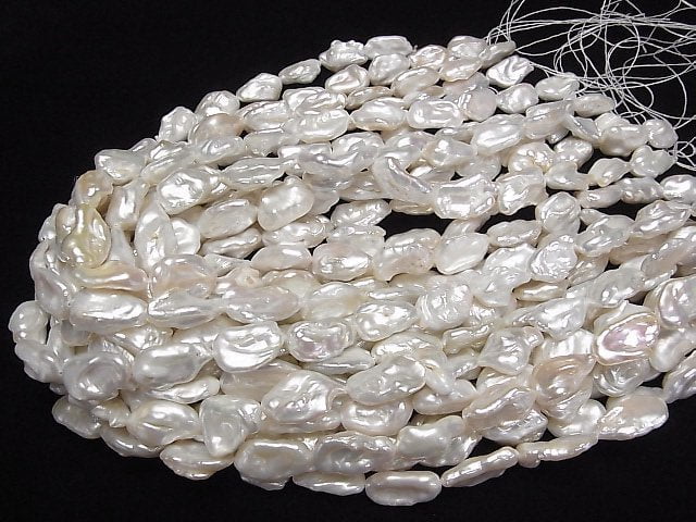 [Video] Fresh Water Pearl Keshi Pearl AA++ Baroque 16-23m White 1strand beads (aprx.15inch/37cm)