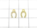 Metal parts Horseshoe motif charm 10x6mm Gold color (with CZ) 2pcs
