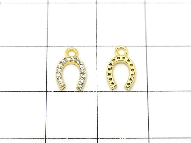 Metal parts Horseshoe motif charm 10x6mm Gold color (with CZ) 2pcs