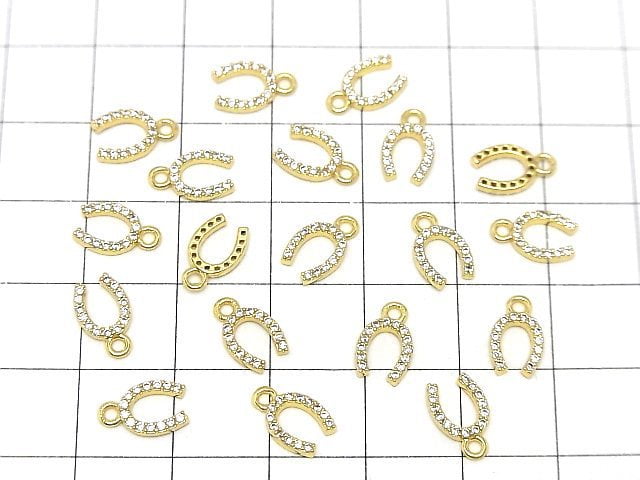 Metal parts Horseshoe motif charm 10x6mm Gold color (with CZ) 2pcs