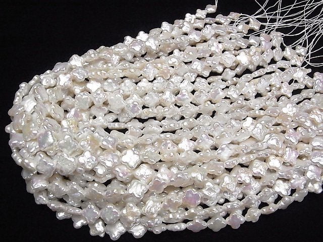 [Video] Fresh Water Pearl AA++ Flower 10x10x4mm White half or 1strand beads (aprx.15inch/36cm)
