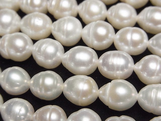 [Video] Fresh Water Pearl AA+ Natural Rice -Drop 8-10mm White 1strand beads (aprx.15inch/38cm)