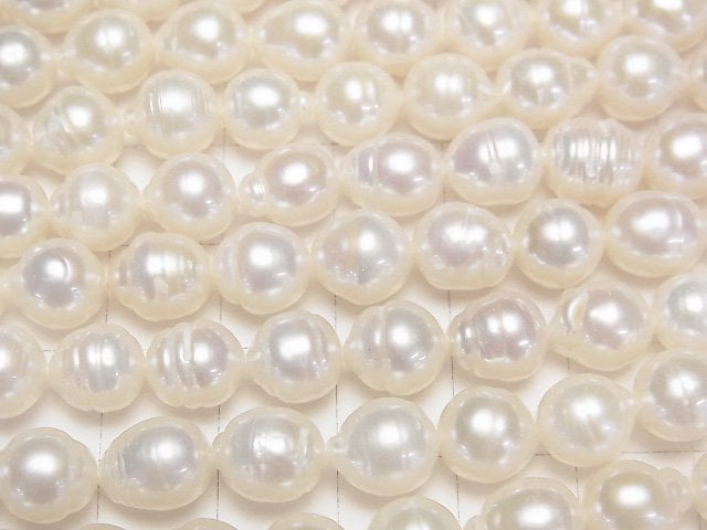 [Video] Fresh Water Pearl AA+ Natural Rice -Drop 8-10mm White 1strand beads (aprx.15inch/38cm)