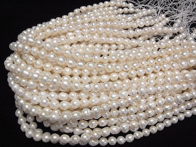 [Video] Fresh Water Pearl AA+ Natural Rice -Drop 8-10mm White 1strand beads (aprx.15inch/38cm)