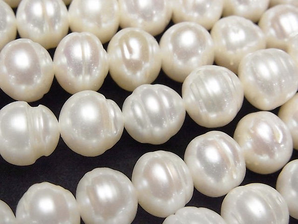 [Video] Fresh Water Pearl AA++ Wrinkle Potato 9-10mm White 1strand beads (aprx.15inch/38cm)