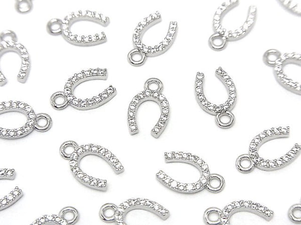 Metal parts Horseshoe motif charm 10x6mm Silver color (with CZ) 2pcs