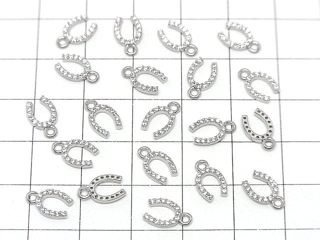 Metal parts Horseshoe motif charm 10x6mm Silver color (with CZ) 2pcs