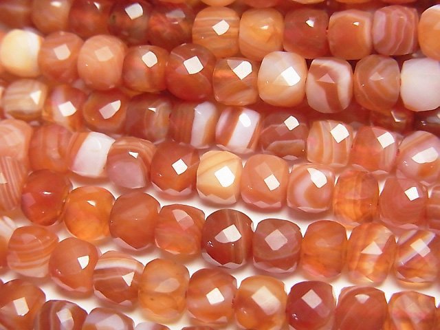 [Video] High Quality! Carnelian, Sardonyx AAA Cube Shape 4.5x4.5x4.5mm 1strand beads (aprx.15inch/36cm)