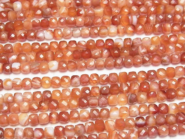 [Video] High Quality! Carnelian, Sardonyx AAA Cube Shape 4.5x4.5x4.5mm 1strand beads (aprx.15inch/36cm)