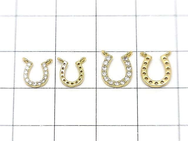 Metal parts Horseshoe motif Both Side Charm Gold color (with CZ) 2pcs