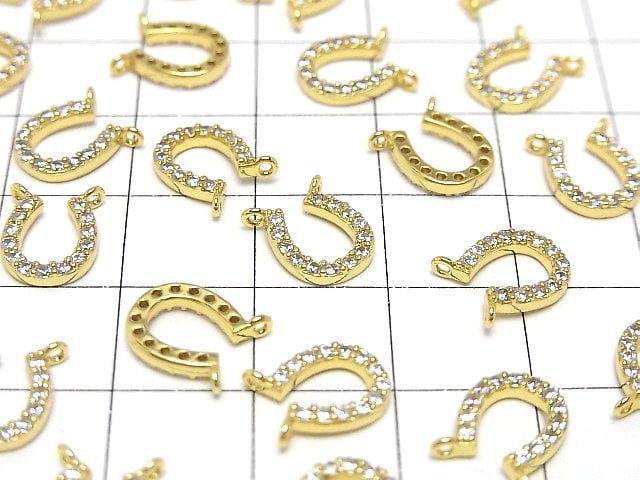 Metal parts Horseshoe motif Both Side Charm Gold color (with CZ) 2pcs