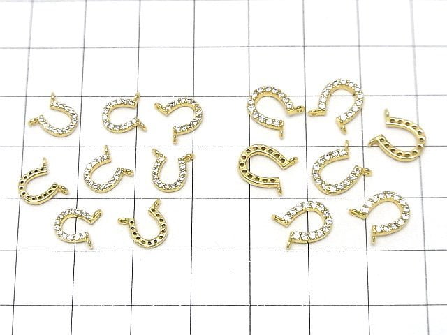 Metal parts Horseshoe motif Both Side Charm Gold color (with CZ) 2pcs