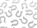 Metal parts Horseshoe motif Both Side Charm Silver color (with CZ) 2pcs