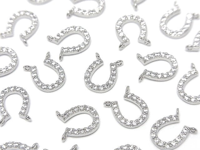 Metal parts Horseshoe motif Both Side Charm Silver color (with CZ) 2pcs