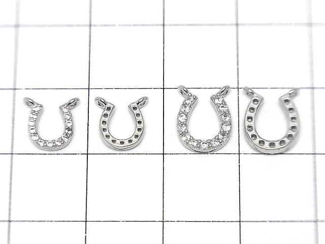 Metal parts Horseshoe motif Both Side Charm Silver color (with CZ) 2pcs